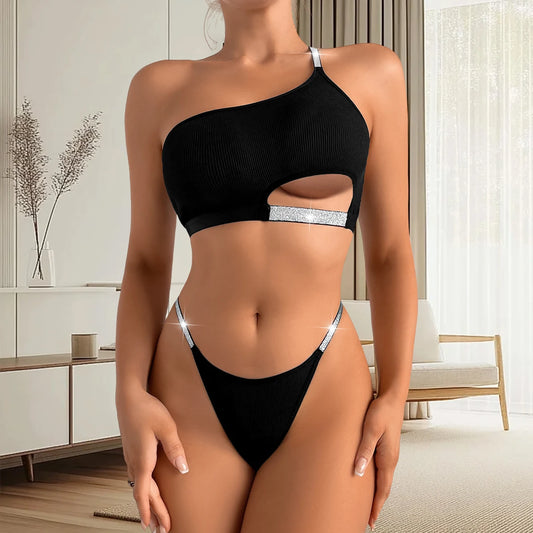 2pcs Sexy Women Bras Panties Set Shiny Charming Sexy Lingerie Breathable Fashion Women's Underwear Elegant Backless Brassiere